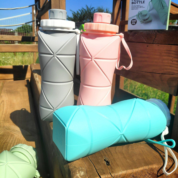 Бутылка складная силиконовая спортивная Silicon Folding Bottle, 600 ml